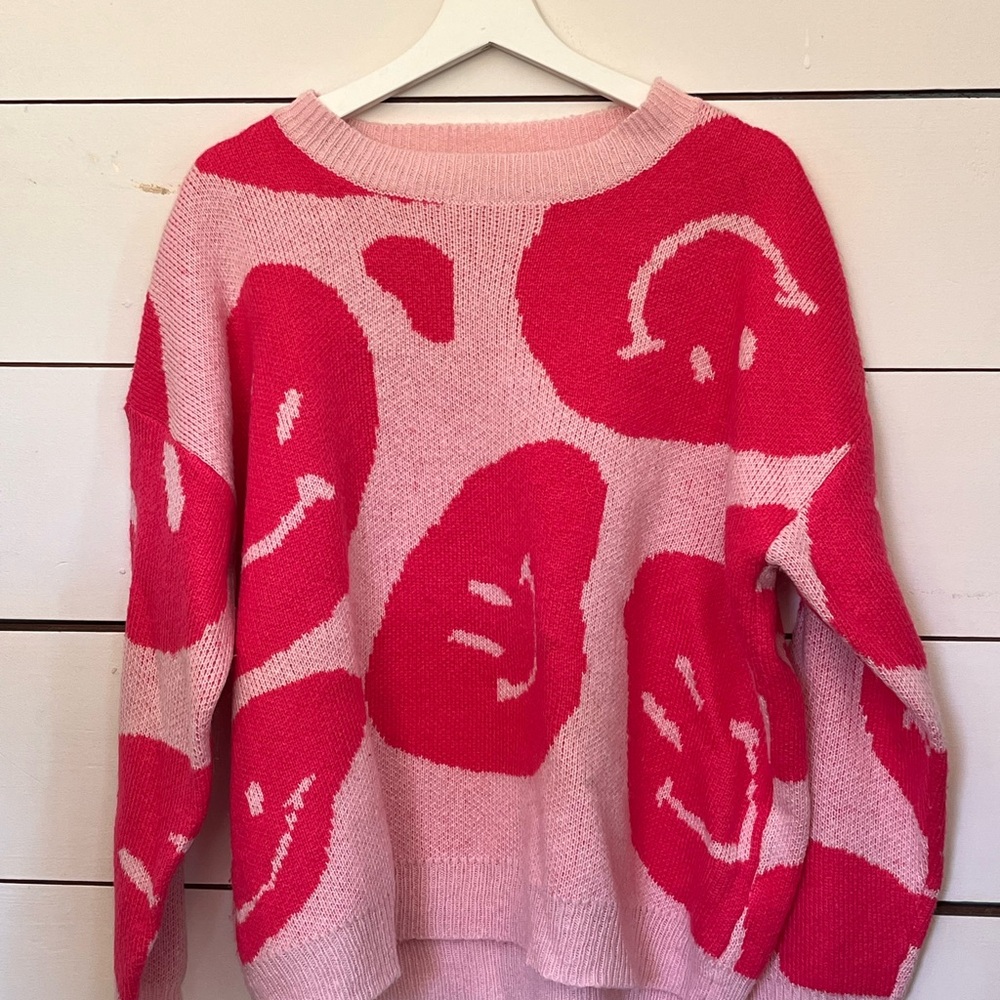 Pink and Red Women's Sweater